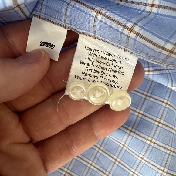 Joseph Abboud Men's Long Sleeve Button Up Shirt Check Blue‎ Size X-Large Pocket - Picture 6 of 12